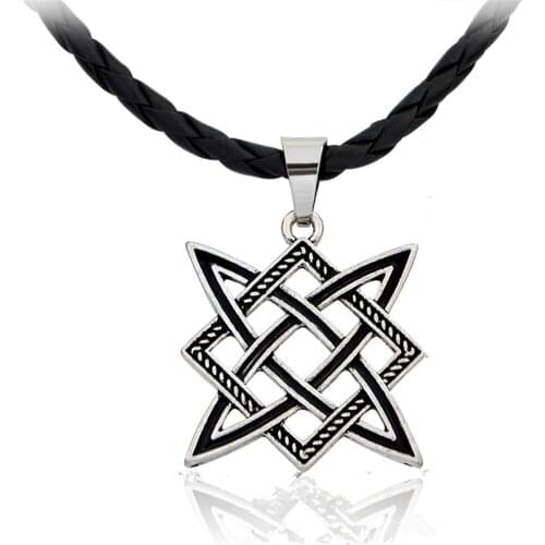Slavic Pagan Amulet Statement Necklace Men Russian Square Star Pendant Kolovrat Slavic Choker Vintage Ethnic Talisman Necklaces