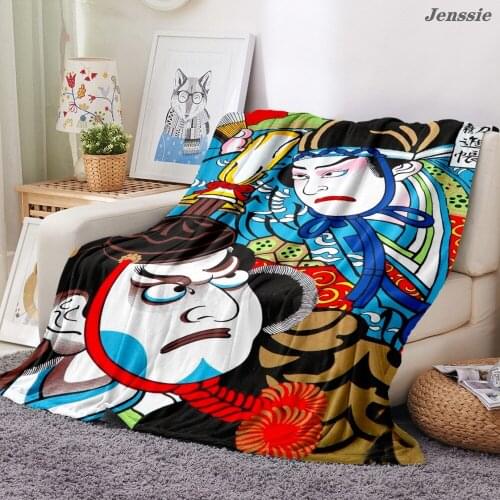 Traditional Peking Opera Flannel Blanket Chinese Style Sherpa Bedspread Sofa TV Cartoon Plush Throw Quilt Cover 130x150cm