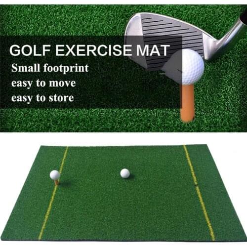 60cm x 90cm Indoor Golf Practice Hitting Mat Faux Turf Grass Pad with Dual Line Grass Mat Grassroot Green Golf for Training Tool