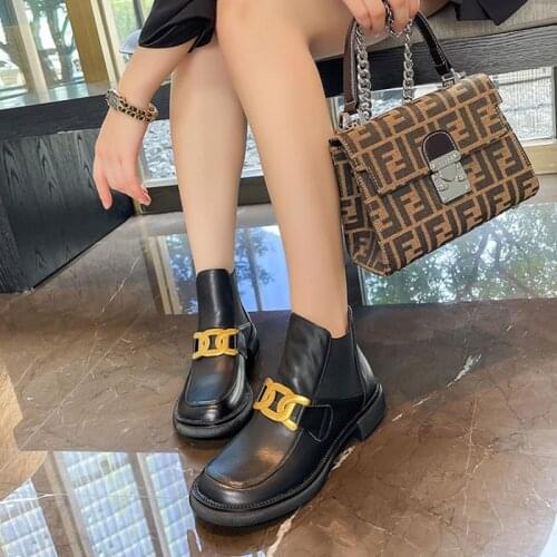 Women Shoes Round Toe Ankle Boots Fashion 2021 Winter Women Boots Casual Low Heel Modern Boots Leather Boots Women