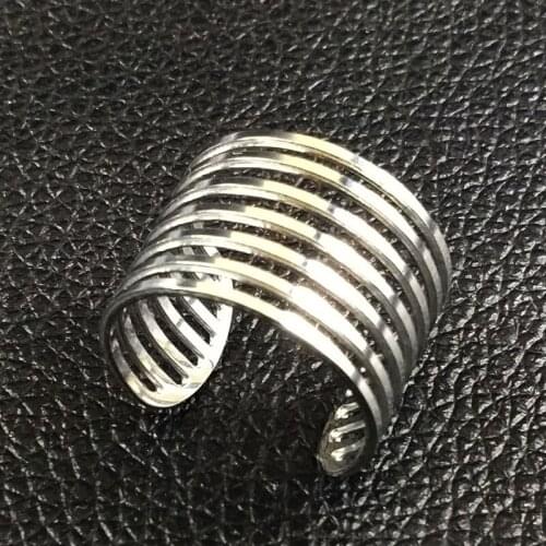 2021 Fashion Geometry Stainless Steel Silver Color Ring Hollow Width Ring for Women Jewelry anillos mujer bague femme R612243