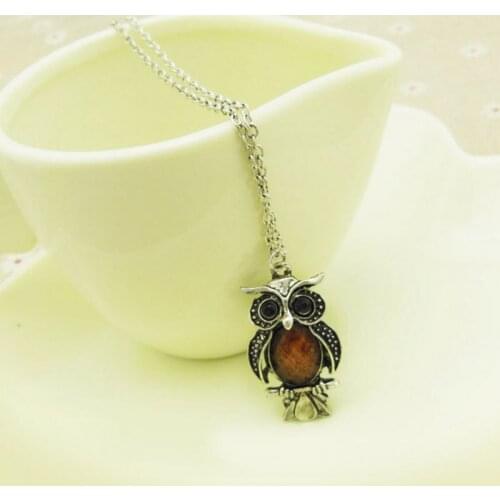 Cute Girls Vintage Crystal Owl Pendant Necklace Women Fashion Tiny Owl Choker Necklaces Female Jewelry Party Gift