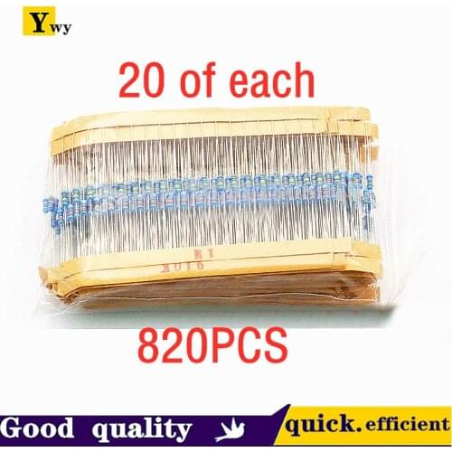1/4W metal film resistor package 41 kinds of commonly used 1% color ring components, 20 of each, 820 in total
