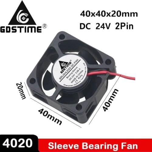 1PCS Gdstime 40mm x 20mm 4cm 40x40x20mm DC 24V 2Pin Mini Brushless Cooling Cooler Fan New 4020