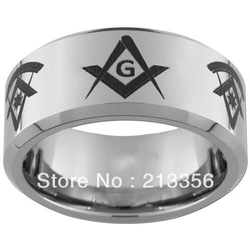 10PCS/LOT FREE SHIPPING!USA WHOLESALES CHEAP PRICE 8MM WOMEN&MENS HIS/HER SILVER BEVELED MASONIC PAST MASTER TUNGSTEN RINGS