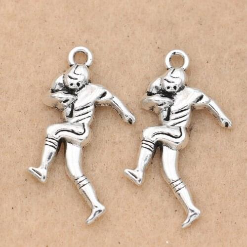 10pcs Tibetan Silver Plated Football Player Charm Pendant fit Bracelet Necklace Jewelry DIY Making Accessories 30x20mm