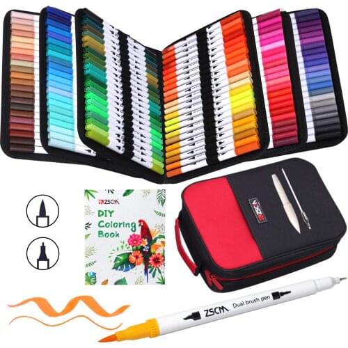 12-160 Colors Dual Brush Pens Art Markers Artist Fine Brush Tip Drawing Calligraphy Kids Gifts Crafts Journaling School Supplies