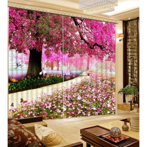 Customize 3d curtains Flowers and trees landscape christmas window curtains kitchen 3d stereoscopic curtains