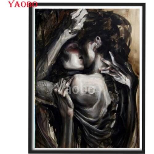 5D Diamond Art Painting Black Lover Fantasy Art,Diamond Mosaic Cross Stitch Creative Embroidery Sets Needlework Hobbies Crafts