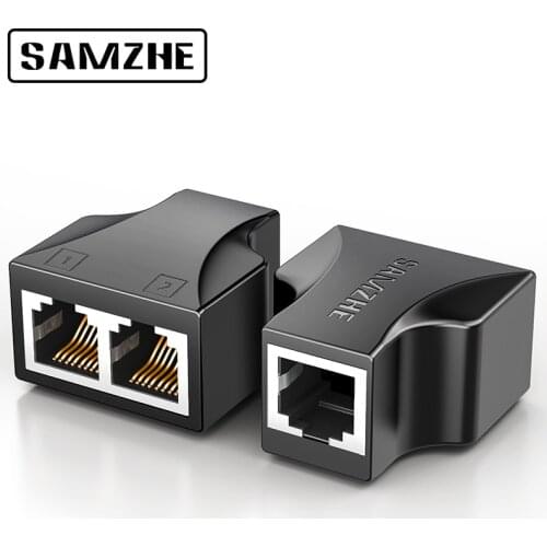 SAMZHE Ethernet Adapter Lan Cable Extender Splitter for Internet Cable Connection 1 Input 2 Output