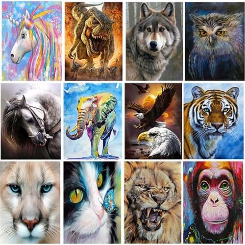 5D Diy Wholesale Price diamond Painting Cross Stitch kits Full Round Diamond Animal Mosaic Pattern Gift Diamond Embroidery