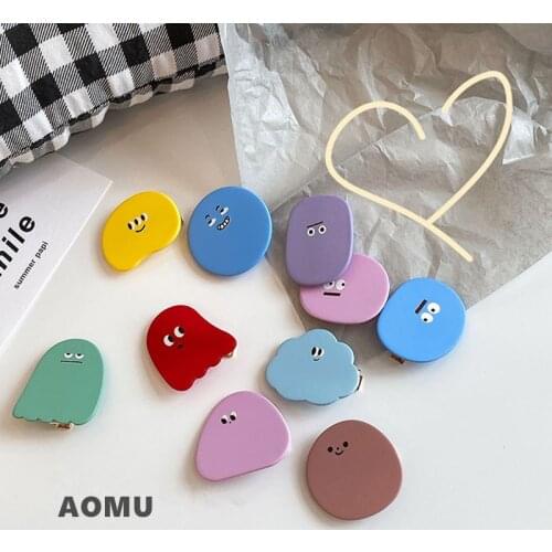AOMU New S925 Spray Paint Hand-painted Childlike Funny Abstract Cartoon Clouds Colorful Stud Earrings Collection for Girls
