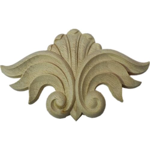 Furniture Wood Carving Appliques Vintage Nautical Decor Cabinet Door Solid Decals Flowers Pattern Carved Wooden