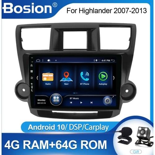 Bosion Android 10 For Toyota Highlander 2007-2013 Car Radio Multimedia Video Player Navigation GPS No 2din 2 din dvd dsp carplay