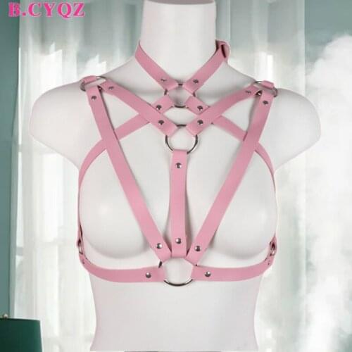 B.CYQZ Garter Stockings Seks Punk Bondage Cage Straps Leather Sexy Harness Woman Underwear Gothic Costume Suspenders Body