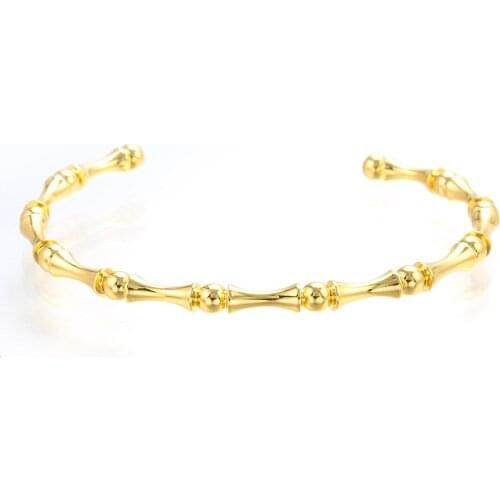 Elegant fine bamboo open bangle adjustable cuff bracelet for Women Girls Party fashion gift