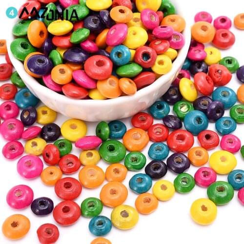 100/200/500pcs Flat Round Natural Wood Beads Color 8 10mm Spacer Loose Beads Handmade Custom Decorations Wholesale For Jewelry