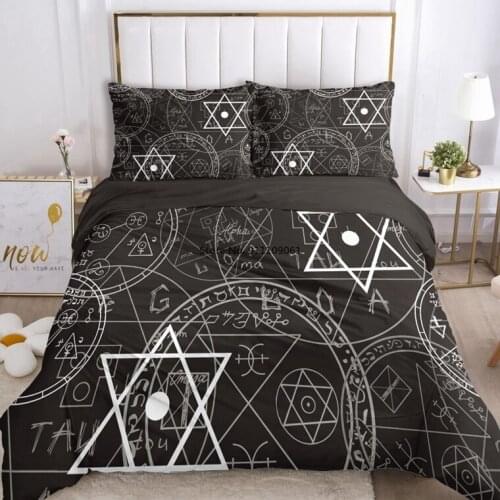 Black and White Bedding Sets Double Size 3D Duvet Cover Queen Quilt/comforter Cover and Pillowcase Bed Set Eight Pointed Star