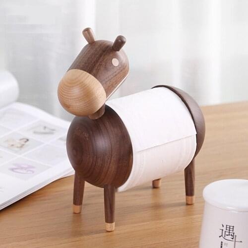 Donkey Toilet Paper Roll Holder Wooden Roll Tissue Paper Storage Stand Holder for Home Bathroom