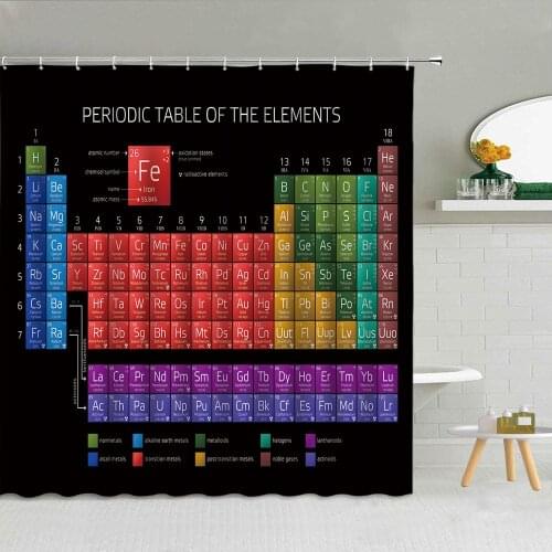 Children Education Chart Shower Curtains Periodic Table Of The Elements Kids Bathroom Bathtub Decor Waterproof Fabric Curtain