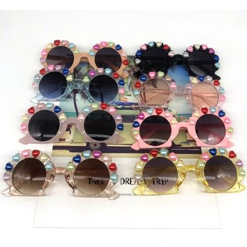 Shell Design Kids Sunglasses 4-12 Years Baby Round Sun Glasses Rainbow Heart Peal Children Eyewear Cute Eyeglasses Gafas