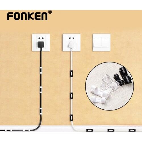 FONKEN Cable Organizer Clips Wall Cable Holder Desktop USB Cable Management 20pcs/16pcs PC Cable Winder Table Wire Manager