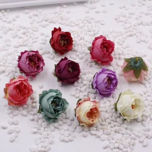 3.5cm Silk Rose Buds Artificial Flowers For Wedding Scrapbooking Decoration DIY Decorative Wreath Fake Flower for Clothes Shoes