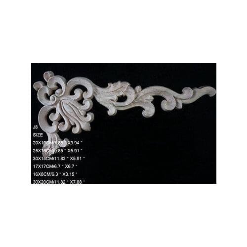 J8- 25x15cm Wood Carved Corner Onlay Applique Unpainted Frame Door Decal Working carpenter Decoration