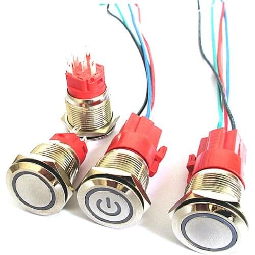 JOYING LIANG 19MM Metal Push Button Power Self-Reset Switch Self-Lock Circular Waterproof Point Switch 9V-24V 5A