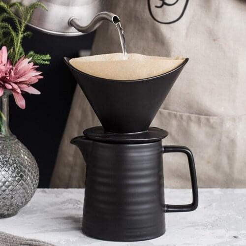 V60 Simple Style Ceramic Coffee Filter Heat-Resistant Meguro Handmade Coffee Pot Handmade Pot Set Household Filter Cup WJ919