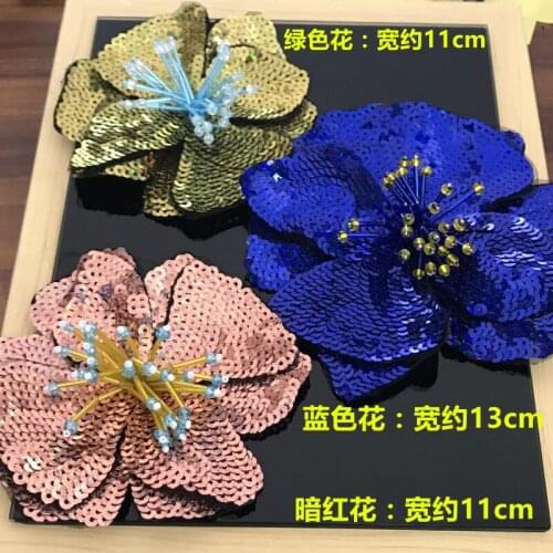 2pcs Flower sequins beaded patch applique vintage embroidered sewing patch accessories for clothing fashion decoration patches