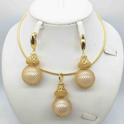 Womens summer gold necklace earrings series fashion Nigerian wedding African Jewelry series Italian womens jewelry set