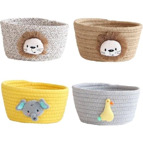 Toy storage basket Cotton Rope Woven Sundries Organizer Container 3D cartoon animal for Children baby kid room toys