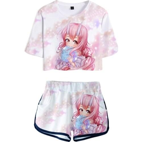 Anime That Time I Got Reincarnated as a Slime Cosplay Costumes Short Sleeve T shirt Shorts Sport Suits Tees Running Sets Women