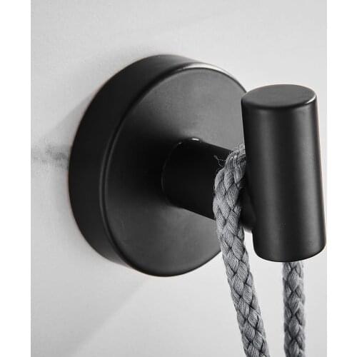 SUS 304 Stainless steel Robe Hooks Matte Black Towel Hook Wall Hooks for Towel Coat Bathroom Accessories