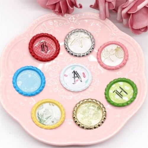 KSCRAFT Bottle Crown Caps 20 Flattened Bottle Caps With 20pcs Glitter Epoxy Dot Stickers For Crafting Bows Pendant