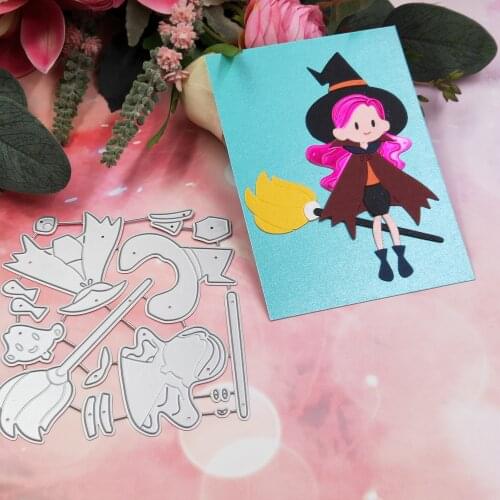 Three Halloween little Witch Metal Cutting Dies for 2020 new DIY Scrapbook paper card decorating craft embossing molds