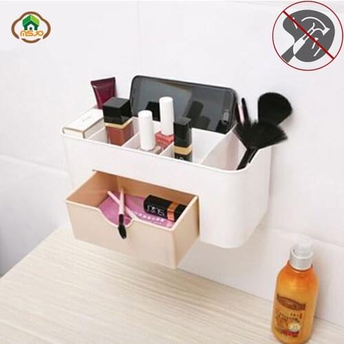 Msjo Storage Box Makeup Organizer Cosmetic Bathroom Wall Hanging Case For Cosmetic Cotton Lipstick Jewelry Organizer Box