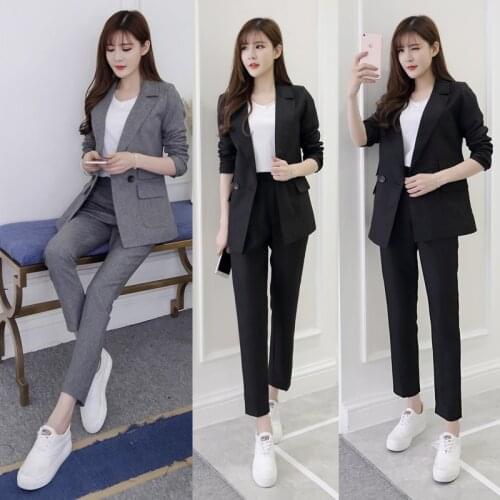 2 piece outfits for women Suit female spring and autumn temperament Slim Office Ms. OL Business Professional Set