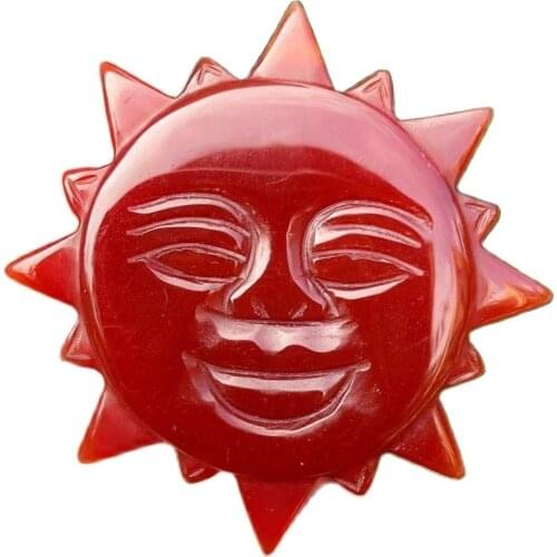 Natural Crystal Carve the smiling face of the sun Quartz Healing Stone Home Decor