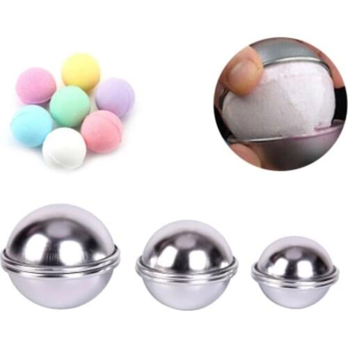 2021 New 2PCS DIY Semicircle Sphere Bath Bomb Molds Aluminum Alloy Ball Sphere Bath Bomb Mold Cake Baking Pastry Mould