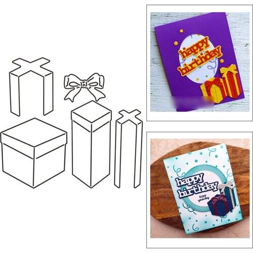 2021 New Birthday Gift Box and Bowknot Metal Cutting Dies For Mould Cut Craft Making Greeting Card Scrapbooking DIY No Stamp Set