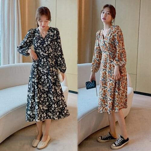 NEW! Women Long Sleeve Floral Dress Spring Summer 2021 Vintage Elegant Casual Korean Party Night Vacation Runway Vestido