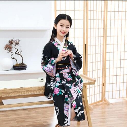 New childrens kimono Japanese bathrobe girl princess dress performance dress temperament cute bow