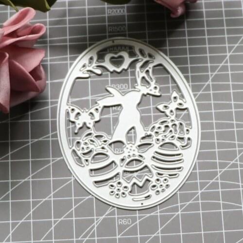 Oval Frame Bunny Egg Butterfly Metal Steel Cutting Dies DIY Scrapbooking Photo Album Embossing Paper Cards