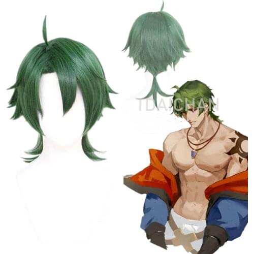 Anime SK8 The Infinity Eighth Joe Cosplay Wig Green Men Short Hair Wig Halloween Party Cos Headgear Props+wig cap