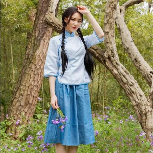 Authentic traditional students teachers old shanghai style May 4th Youth heroine dress for bridesmaids a tea art dress stage