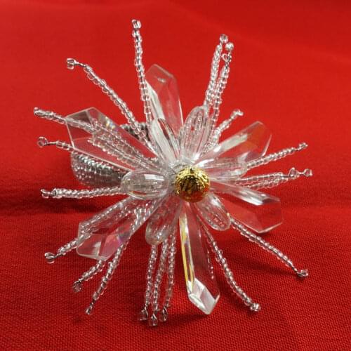 Qn16022515 clear napkin rings acrylic flower with glass beades, decoration napkin holder