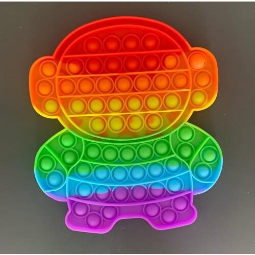Rainbow Push Bubble Fidget Toys Spaceman Sensory Autism Squeeze Stress Reliever Toys Game Simpl Dimple Fidget Relax Toy