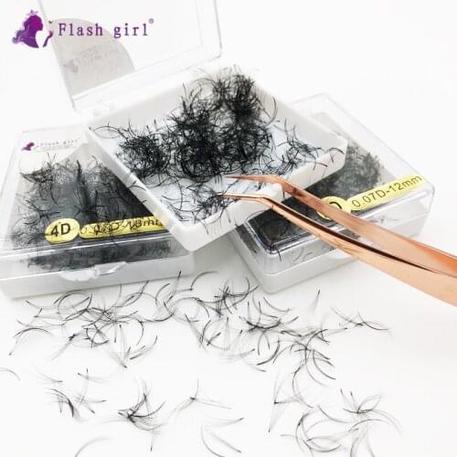 Flash girl Hot sale 5D short stem lashes premade Russia volume lashes 1000 fans each box eyelash extension custom logo 1 buyer